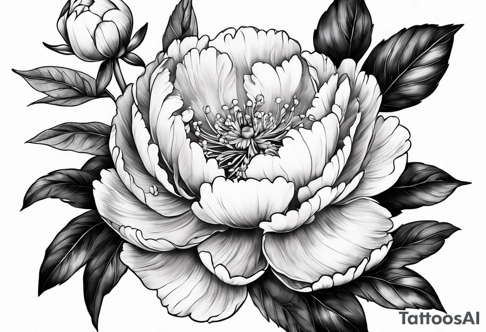 Botanical illustration peony tattoo idea