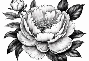 Botanical illustration peony tattoo idea