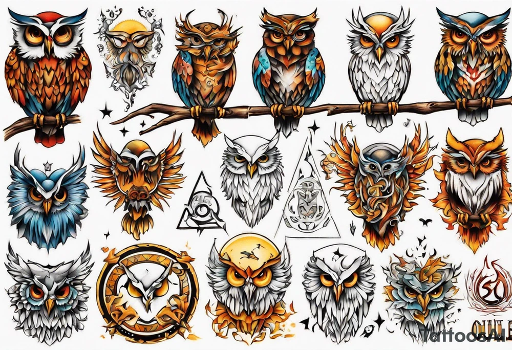 Sonne Eule tattoo idea