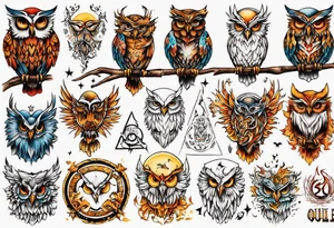 Sonne Eule tattoo idea