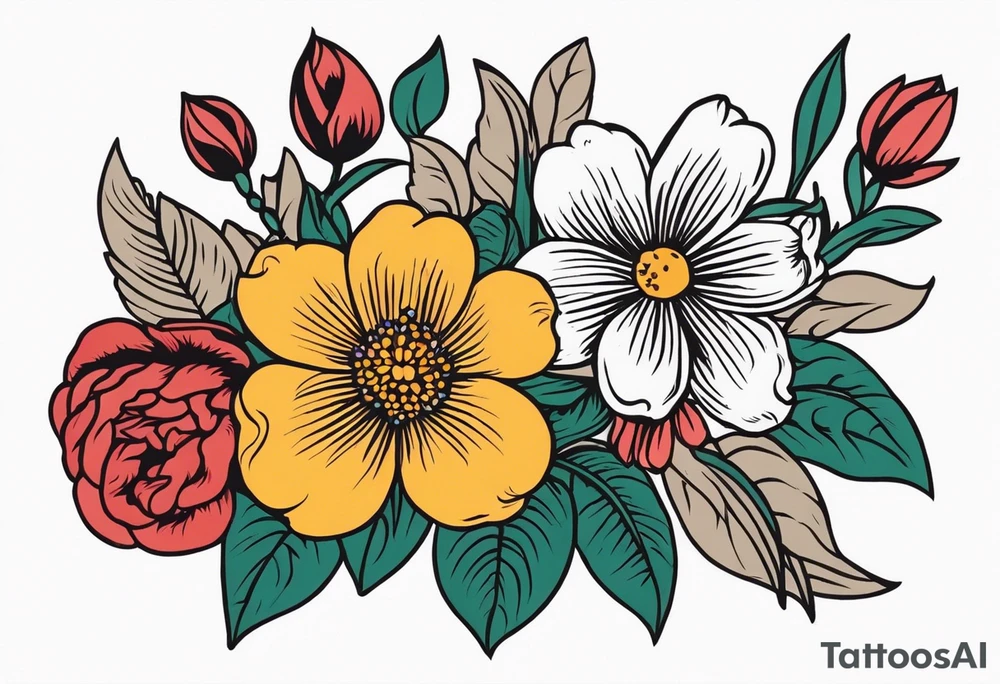christian
old school vintage simple traditional design 
vintage flowers surrounding 


bold color simple tattoo idea