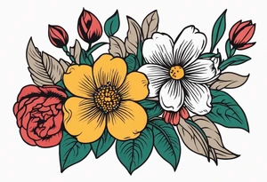 christian
old school vintage simple traditional design 
vintage flowers surrounding 


bold color simple tattoo idea