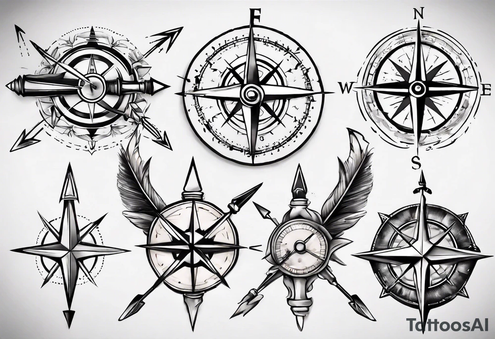 arrow and compass together tattoo idea