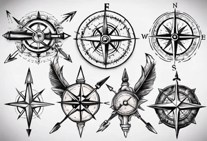 arrow and compass together tattoo idea