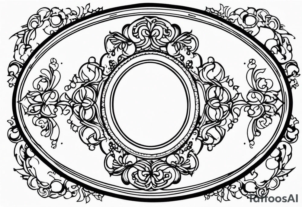 ornate oval frame tattoo idea