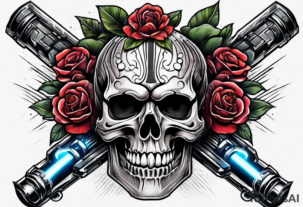 Light saber skull tattoo idea