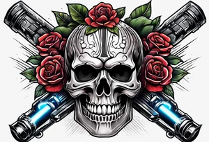 Light saber skull tattoo idea