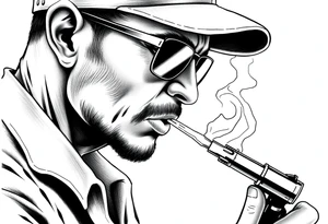 Simple American traditional style cop smoking meth tattoo idea
