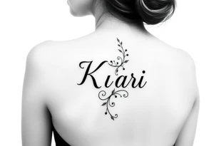 The word “Kari” going down side of face tattoo idea