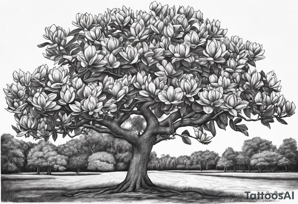 Southern magnolia tree with the word Mississippi tattoo idea