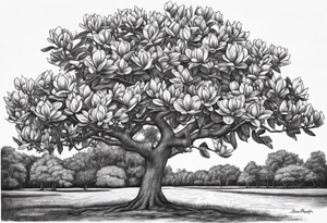 Southern magnolia tree with the word Mississippi tattoo idea