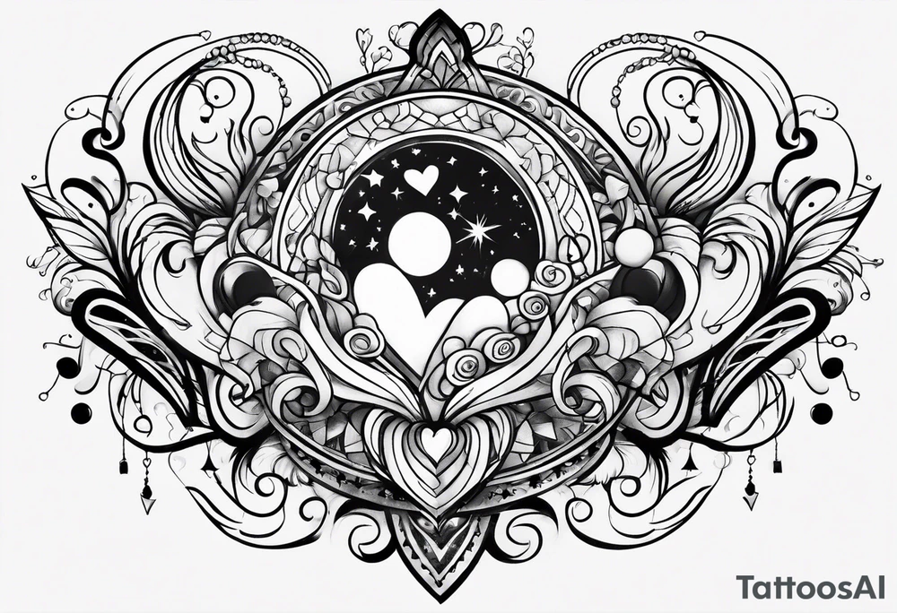 galaxy with hearts tattoo idea