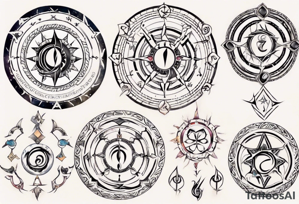 Capricorn zodiac wheel chakra style spiritual symbols tattoo idea