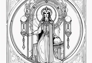 High priestess skeleton moon tarot card tattoo idea