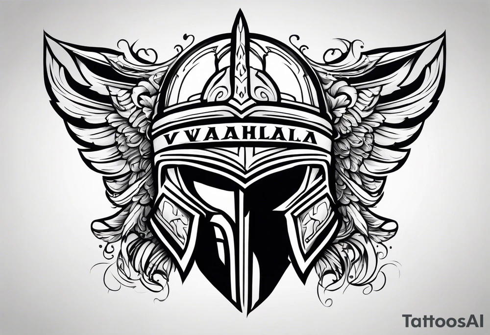 Valhalla  warrior soldier helmet tattoo idea