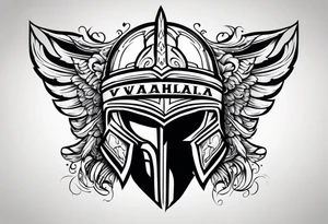 Valhalla  warrior soldier helmet tattoo idea