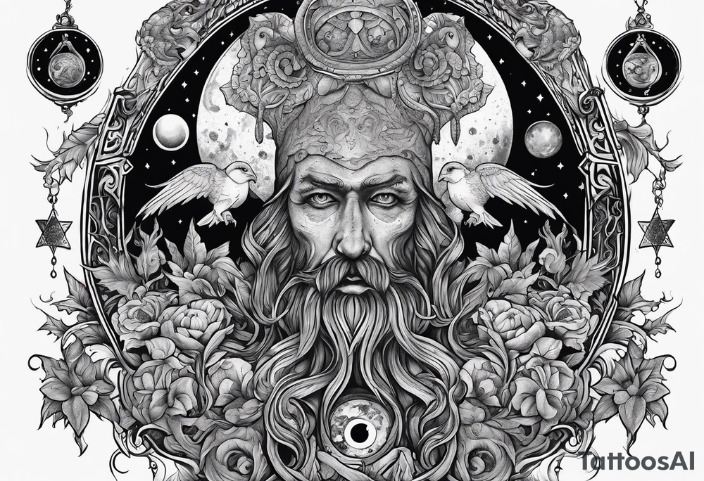 Beautiful Eldridge horror creature, astrology scene tattoo idea