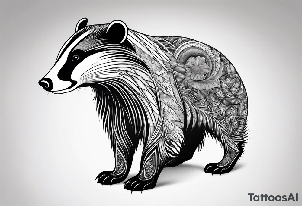 A badger in fractals tattoo idea