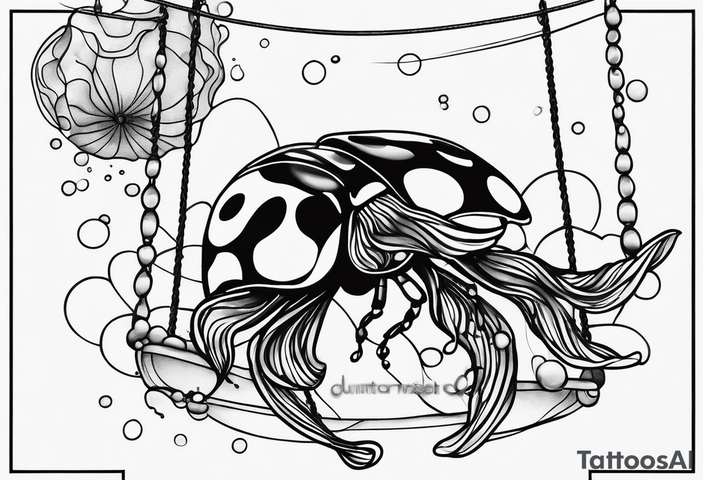 combination of a ladybug, the letter ‘s’, a jellyfish and a swing tattoo idea