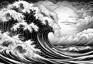 waves and clouds tattoo idea
