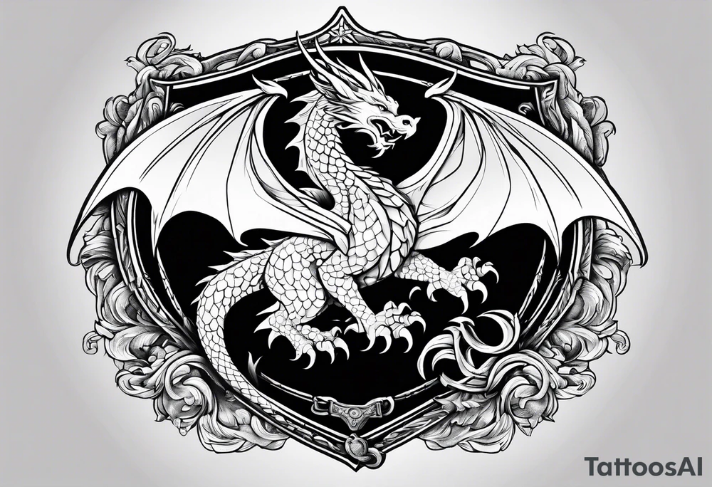 Welsh dragon holding a shield of a TEXAS star tattoo idea