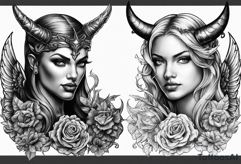 Devil and angel tattoo idea