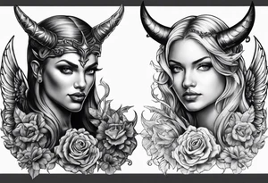 Devil and angel tattoo idea