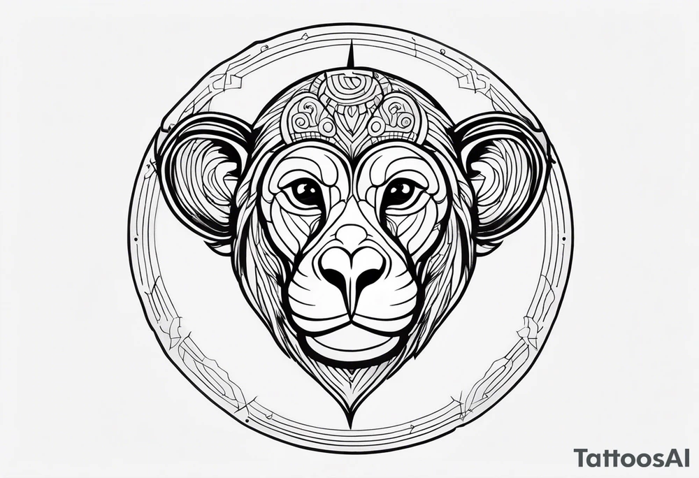zodiac monkey traditional art tattoo idea