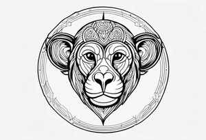 zodiac monkey traditional art tattoo idea