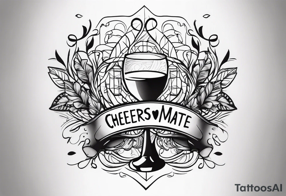 Cheers Mate text, armband +Cancer Ribbon tattoo idea