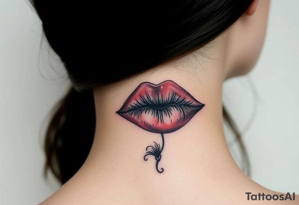 Lipstick kiss print with lrs tattoo idea