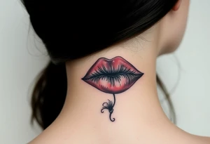 Lipstick kiss print with lrs tattoo idea