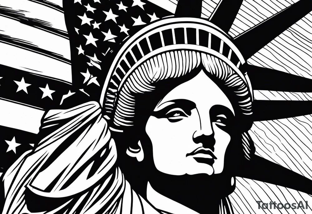 Statue of Liberty flag tattoo idea