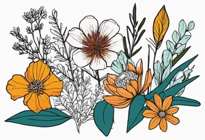 Pilbara region native plants and flowers, Kimberley region native plants and flowers less detail tattoo idea