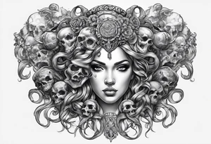 Medusa with skulls sleave tattoo idea