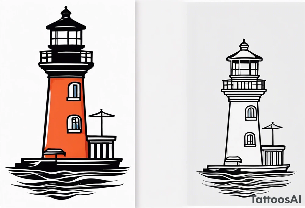 Farol no oceano desenho bem minimalista tattoo idea