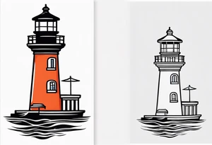 Farol no oceano desenho bem minimalista tattoo idea