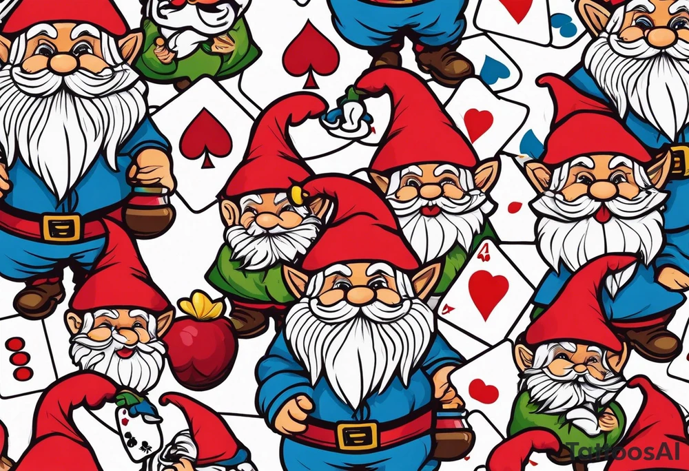Matching tattoos gnomes with casino theme tattoo idea