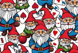 Matching tattoos gnomes with casino theme tattoo idea