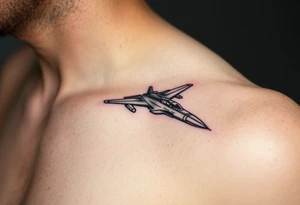i want a fighter jet tattoo, give me something that looks a bit technical and a medium size tattoo idea