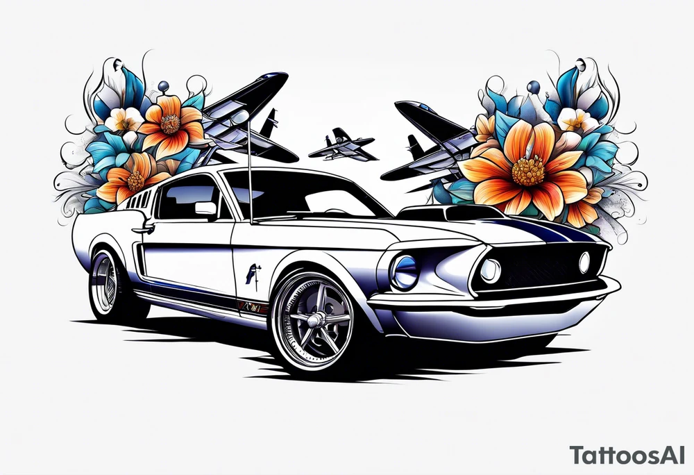 Mustang Fast car
Lighthouse 
Airplanes 
Flowers tattoo idea