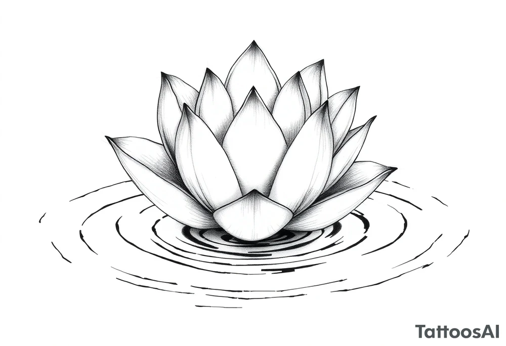 serene lotus flower emerging from sacred waters with ripples tattoo idea