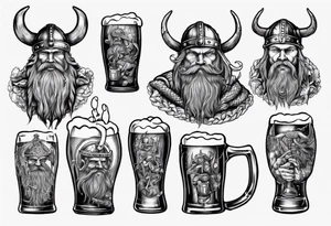 viking drinking beer tattoo idea