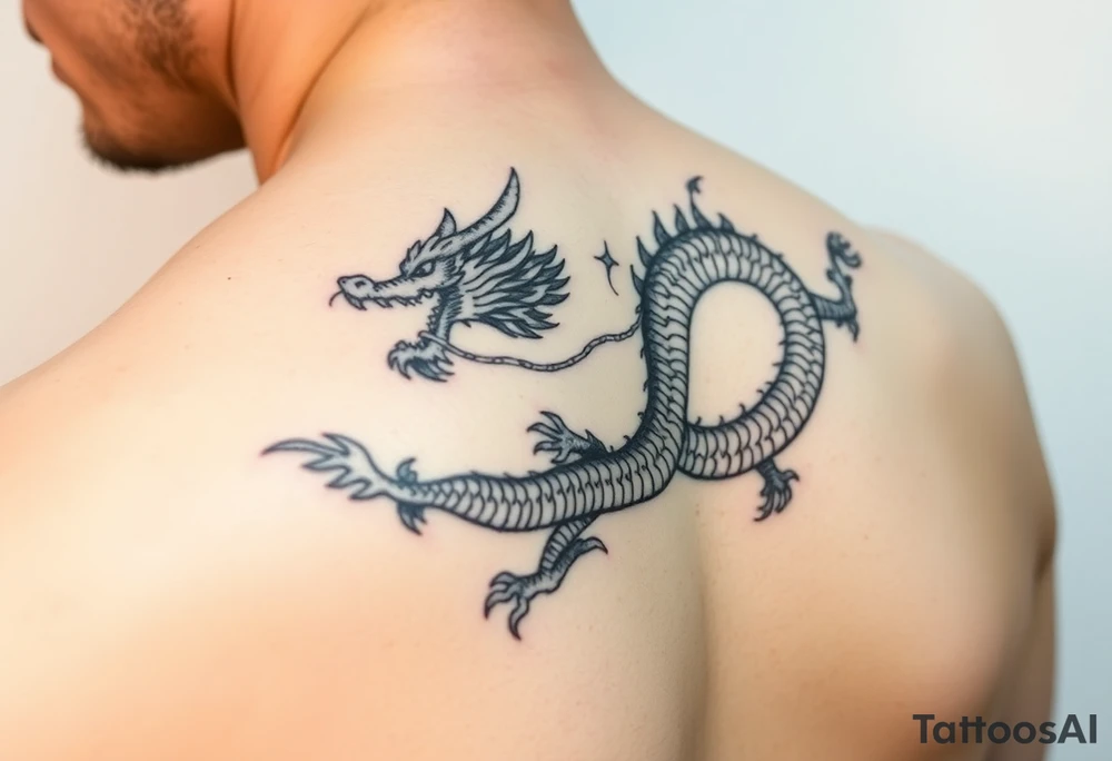 powerful dragon with Chinese style themed tattoo idea
