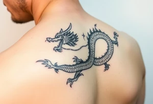 powerful dragon with Chinese style themed tattoo idea
