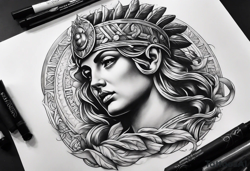 make a roman mythology themed tattoo with a dark theme tattoo idea