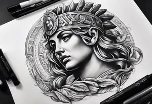 make a roman mythology themed tattoo with a dark theme tattoo idea