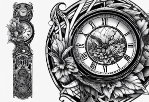 Broken clock with skeleton fingers on hand tattoo idea