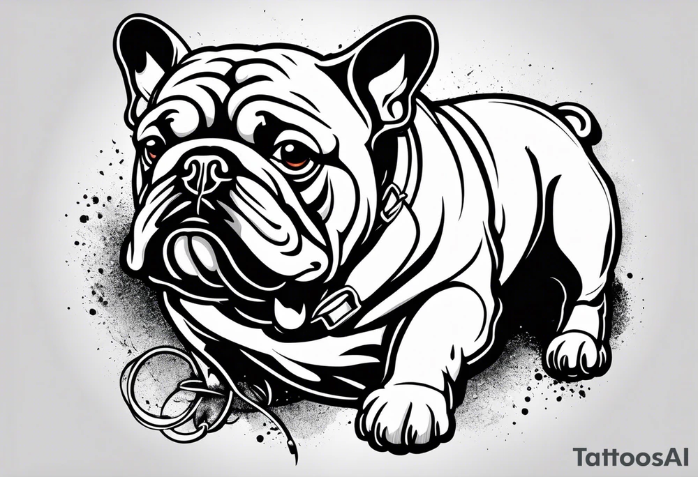 Abseiling bulldog sand blasting tattoo idea