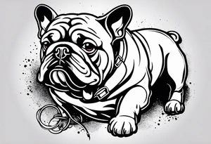 Abseiling bulldog sand blasting tattoo idea
